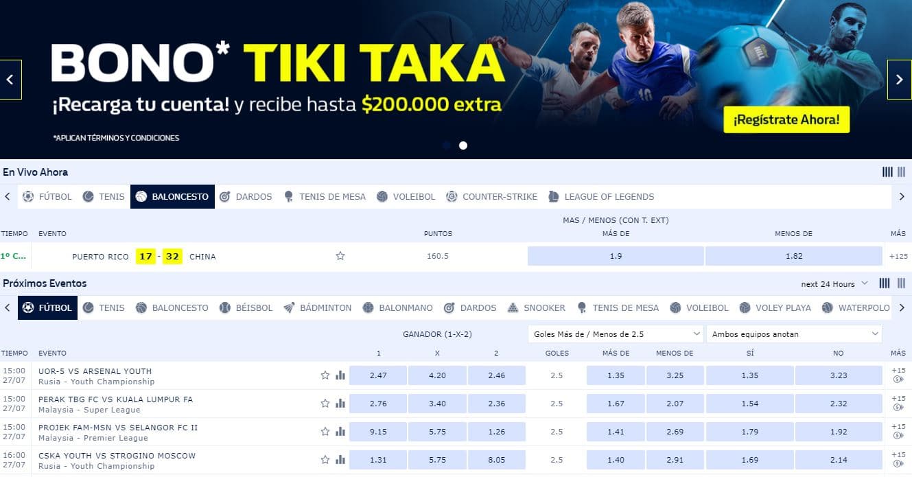 Deportes y juegos disponibles: Código Promocional William Hill Colombia