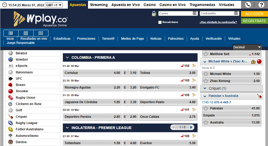 Apuestas de Futbol en Wplay