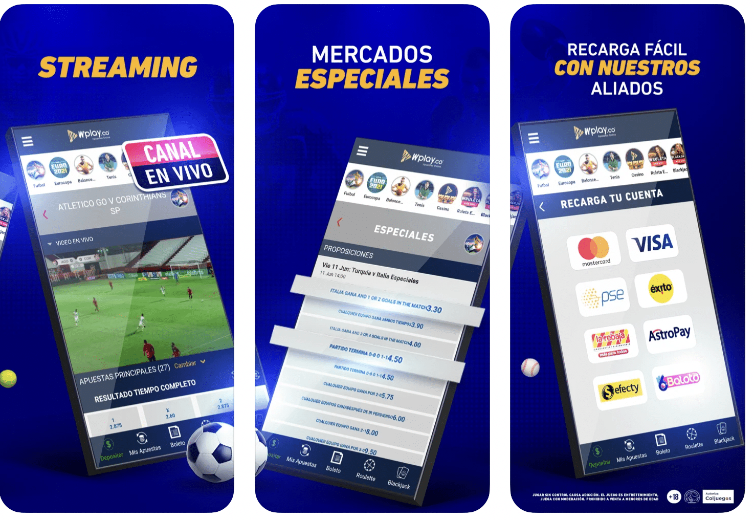 Métodos de pago y retiro de la app Wplay wplay app