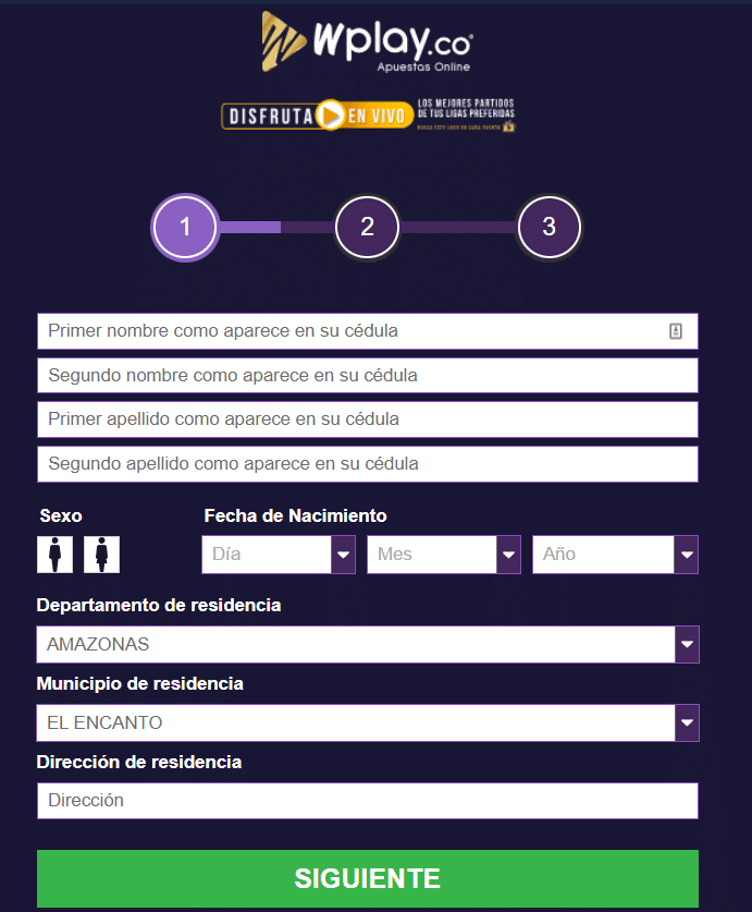 Cómo registrarse en Wplay