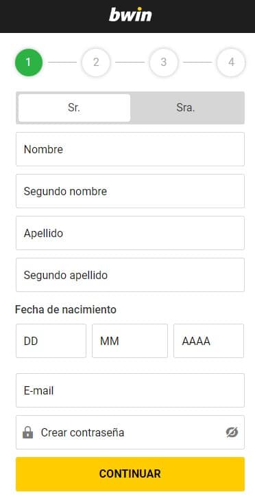 Registrarse en Bwin